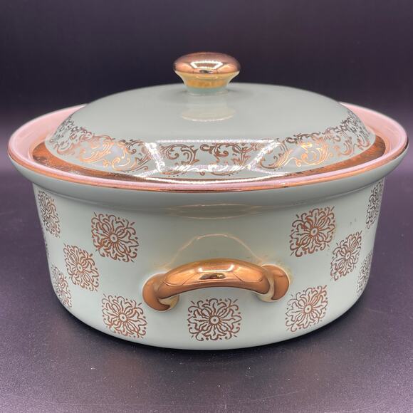 Vtg Hall China Monterey (#76) Gold Label Medallion Covered Casserole With Lid - Picture 4 of 10